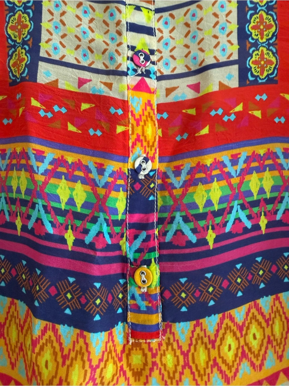 Johnny Was Yellow Multi-Pattern Tunic Top - Picture 3 of 4